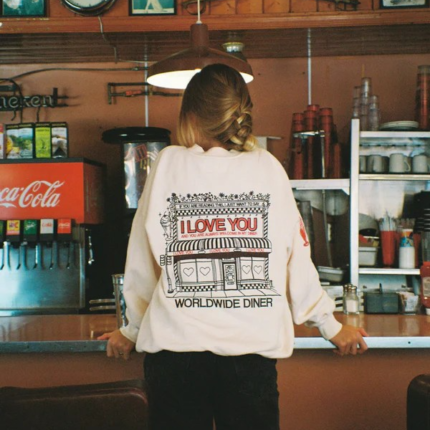 Diner Crew Neck Sweatshirt Cream