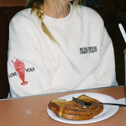 Diner Crew Neck Sweatshirt Cream