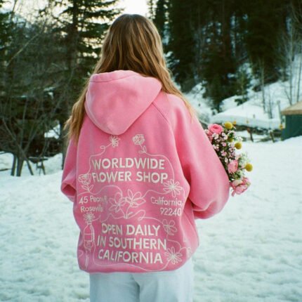 Flower Shop Oversized Lux Hoodie in Vintage Washed Pink