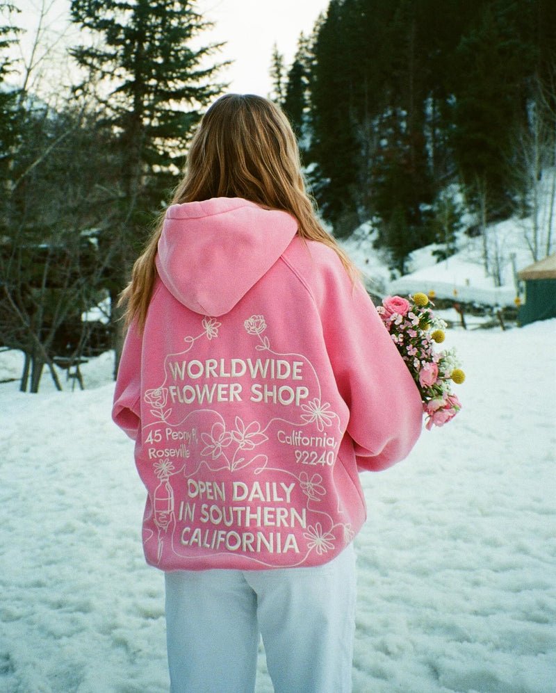 Flower Shop Oversized Lux Hoodie in Vintage Washed Pink