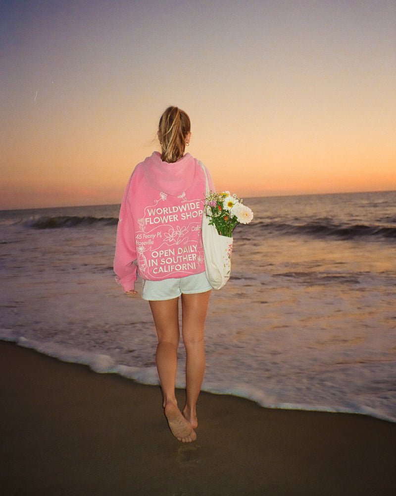 Flower Shop Oversized Lux Hoodie in Vintage Washed Pink