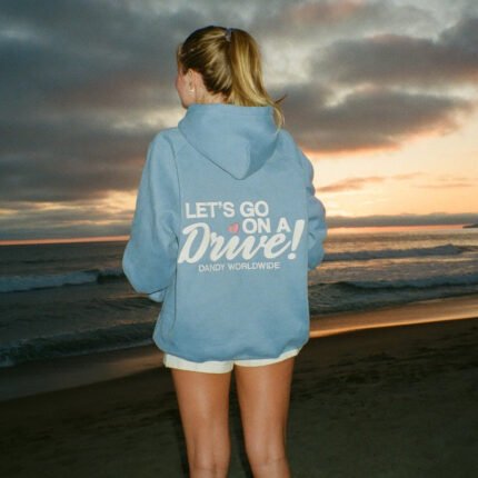 Let's Go on a Drive Oversized Lux Hoodie in Blue