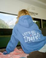 Let's Go on a Drive Oversized Lux Hoodie in Blue
