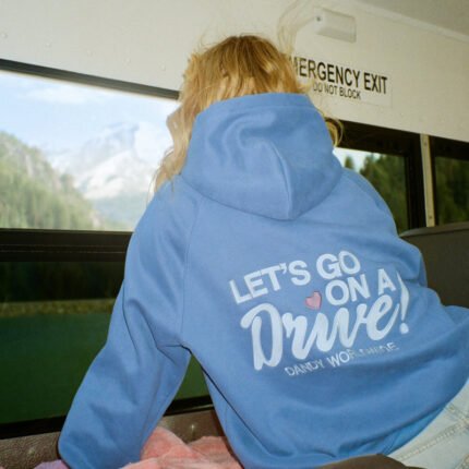 Let's Go on a Drive Oversized Lux Hoodie in Blue