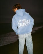 Let's Go on a Drive Oversized Lux Hoodie in Blue