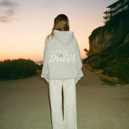 Let's Go on a Drive Oversized Lux Hoodie in Light Gray