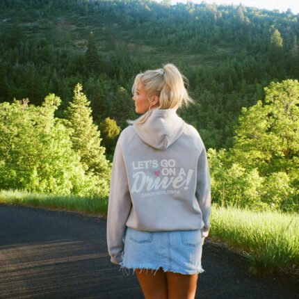 Let's Go on a Drive Oversized Lux Hoodie in Light Gray