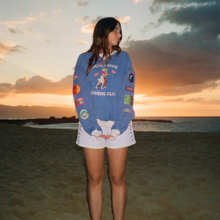 Lovers Club Crew Neck Sweatshirt Vintage Washed Blue