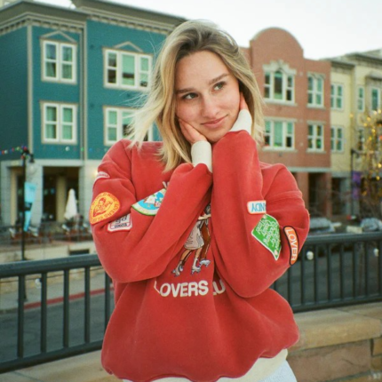 Lovers Club Crew Neck Sweatshirt Vintage Washed Red