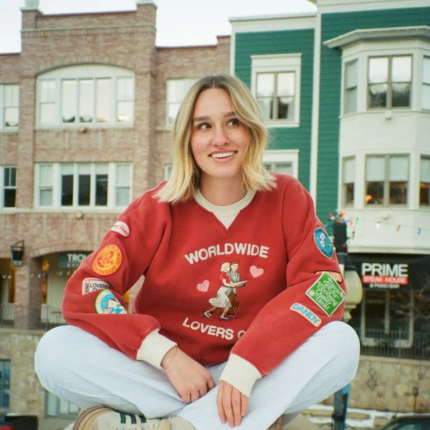 Lovers Club Crew Neck Sweatshirt Vintage Washed Red