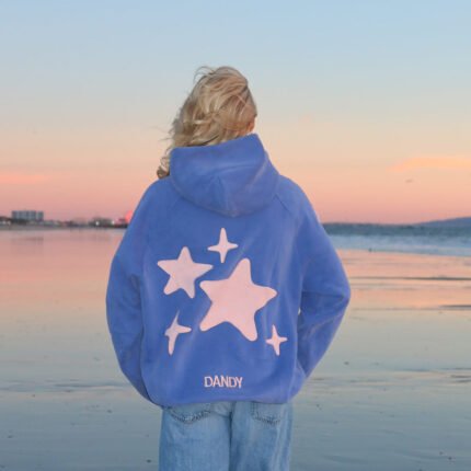 Lucky Stars Oversized Lux Hoodie in Vintage Washed Blue
