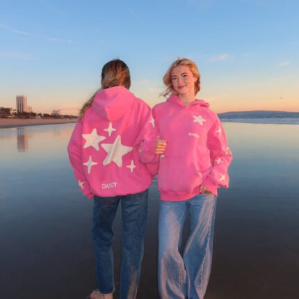 Lucky Stars Oversized Lux Hoodie in Vintage Washed Pink