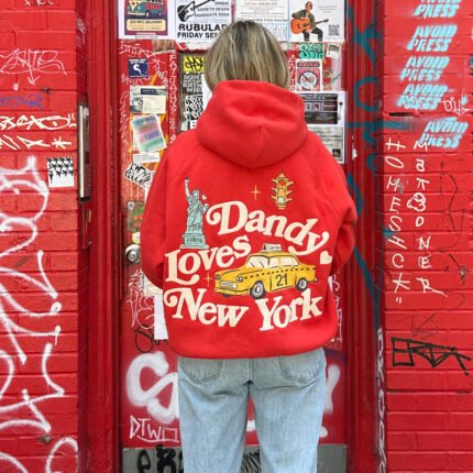 New York Oversized Lux Hoodie in Red