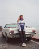 Racing Heart Oversized Lux Hoodie in Blue