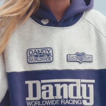 Racing Heart Oversized Lux Hoodie in Blue