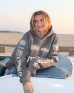 Racing Heart Oversized Lux Hoodie in Dark Gray