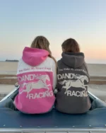 Racing Heart Oversized Lux Hoodie in Pink