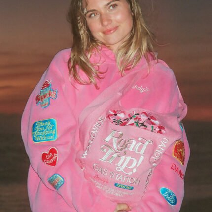 Road Trip! Oversized Lux Hoodie in Vintage Washed Pink