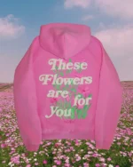 These Flowers Oversized Lux Hoodie in Pink