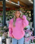 These Flowers Oversized Lux Hoodie in Pink