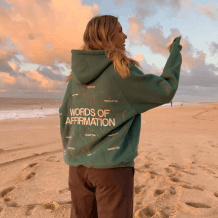 Words of Affirmation Oversized Lux Hoodie in Green