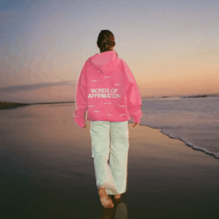Words of Affirmation Oversized Lux Hoodie in Vintage Washed Pink